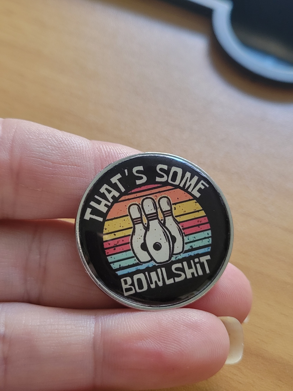 🍁NEW🍁Funny Black Bowling Pin Brooch — That's Some Bowlshit